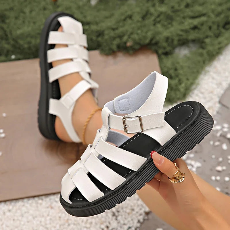 Elsa™  Dames Leren Platte Sandalen