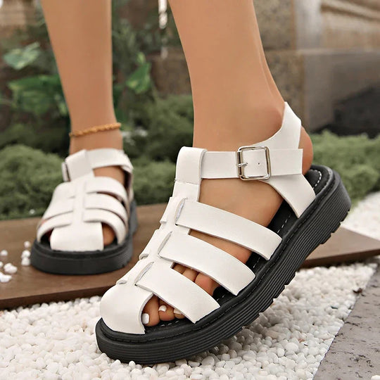Elsa™  Dames Leren Platte Sandalen