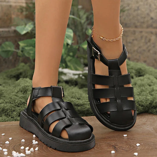 Elsa™  Dames Leren Platte Sandalen
